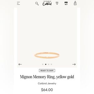 Catbird Mignon Memory Ring, yellow gold, size 4